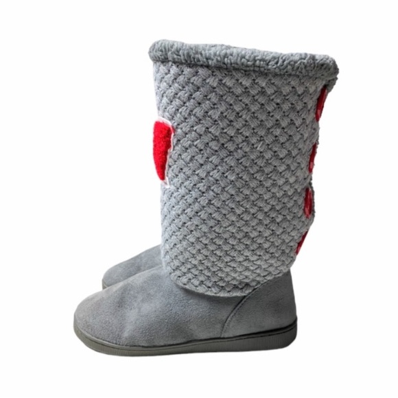 Wisconsin Badgers Gray & Red Fur Lined Knit Booties Women’s Size Medium (7/8) - Picture 4 of 11